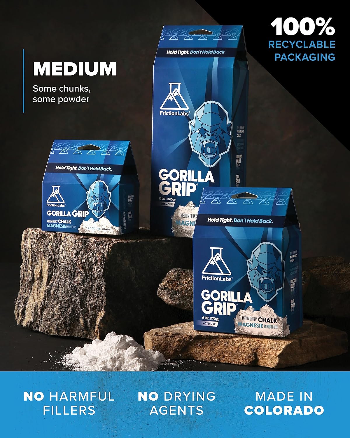 Friction Labs Premium Loose Climbing Chalk, High-Performance Hand Chalk | Superior Grip For Climbing, Weightlifting & Gymnastics, Skin Friendly Loose Chalk, Comes in Fine, Chunky & Super Chunky - Image 2