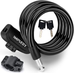 Hapleby Premium Bike Lock with 2pcs Keys, Professional Bike Cable Lock of 4 Feet, Heavy Duty Bicycle Lock Cable for Strong Anti-Theft, Come with 1PCS Mounting Bracket
